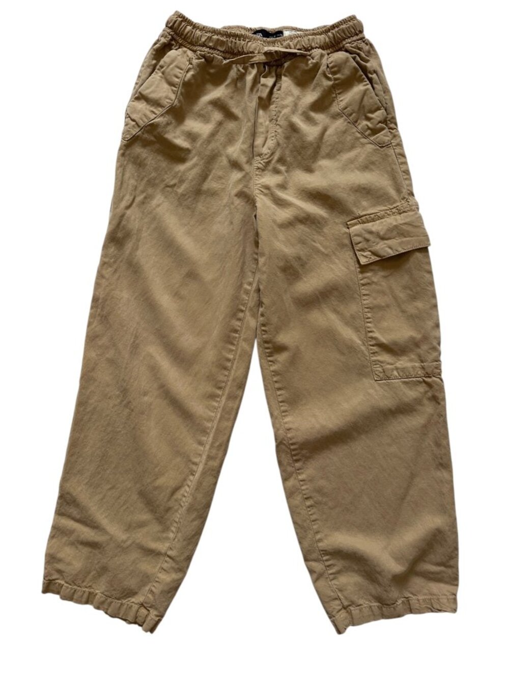 Zara Boys Tan Linen Cargo Pants Size 10